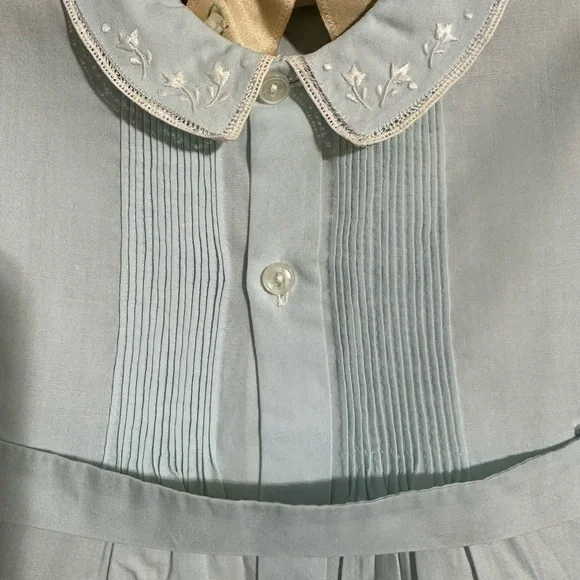 Vintage Feltman Brothers Boys Blue Bubble Suit Embroidered Pin Tucks 1960’s Belt - Picture 2 of 7